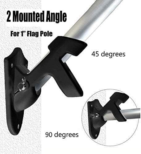 Barcetine Flag Pole Kit, 6FT Flag Pole & Bracket Used for House Porch Outdoor, Tangle Free Black Flagpole with Black Flag Pole Holder Wall Mounting Bracket