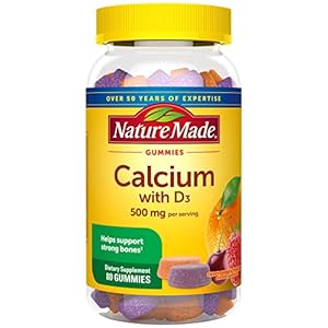 Nature Made Calcium Gummies 500 mg Per Serving with Vitamin D3, Dietary Supplement for Bone Support, 80 Gummies, 40 Day Supply