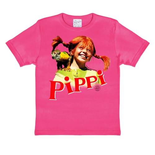 Logoshirt Pippi Langstrumpf & Herr Nilsson I T-Shirt Print I Kinder I Mädchen I Jungen I kurzärmlig I pink I Lizenziertes Originaldesign; Größe 140/152