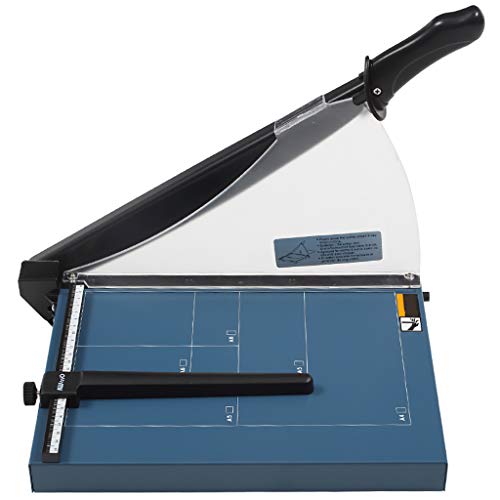 Manual Paper Trimmer, Blue A4 Heavy Duty Metal Base Guillotine Pcraft Machine, 15 Sheets Capacity for Office Home Use (Blue)