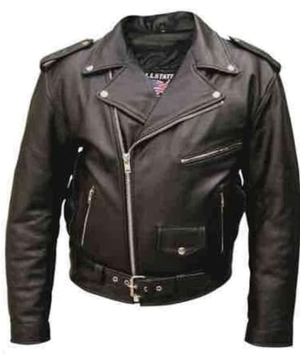 Image of Men's Basic motorcycle jacket split plain cowhide Leather -Size 28
