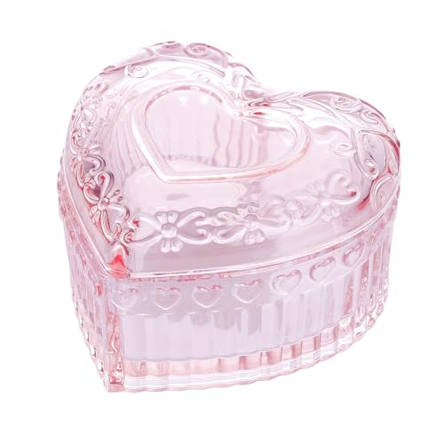 Large Body Powder Puff Container, Pink Heart Crystal Powder Container, Reusable Dusting Powder Case, Body Puff Glass Jar, Puff not Including