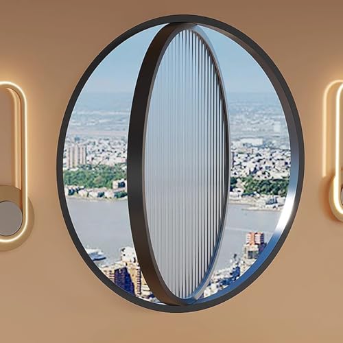 FenêTre Coulissante Fenêtres de hangar rondes rotatives à 360°,Bonne intimité,Transparent à Ouverture Ronde,Conception de la poignée, rotation à 360°,pour...