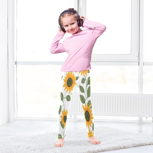 Bolaz Toddler Girls Leggings Printed Yoga Pants Leggings Sunflower with Green Leaves for Kids4