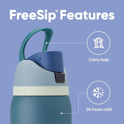 Image of Owala FreeSip Insulated Stainless Steel Water Bottle with Straw, BPA-Free Sports Water Bottle, Great for Travel, 40 Oz, Denim