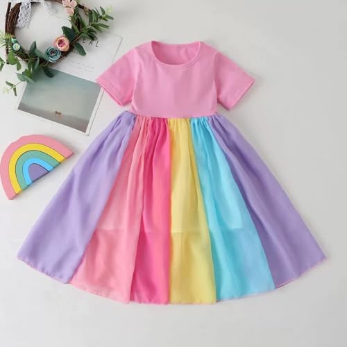 Toddler Kids Baby Girl Summer Dress Clothes Rainbow Ruffle Strap Dress Backless Princess Sundress Playwear Outfits4