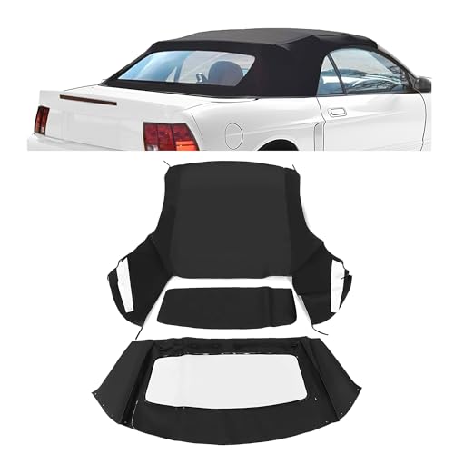 ECOTRIC Convertible Soft Top Compatible with 1994-2004 Ford Mustang Black Roof Cabrio Sailcloth Vinyl with Plastic Window Sailcloth Vinyl+Plastic Black+Clear