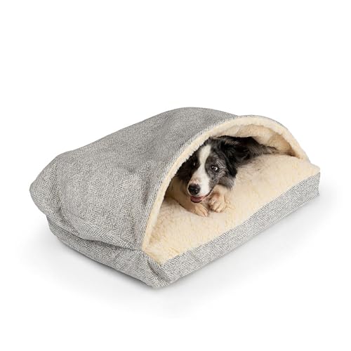 Image of Snoozer Rectangle Cozy Cave Dog Bed, Hooded Dog Bed, Palmer Dove (M)