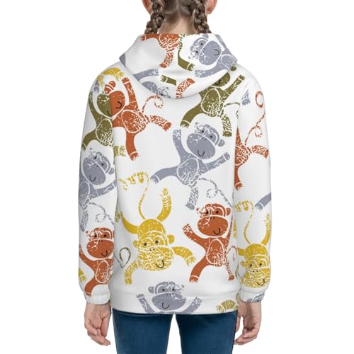 Cartoon Monkey Kids Pullover Hoodies Boys Sweatshirts Girls Athletic Clothes with Pocket4