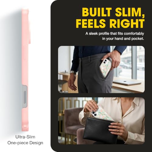Image of OtterBox iPhone 16 Plus - Symmetry Series Slim MagSafe Case - Peachy Bloom | 3X Military Drop Protection - Slim - Shockproof - Pocket-Friendly - Raised Edges - Anchor Points - Non-Retail Packaging