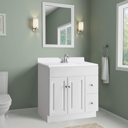Image of Design House 586271 Cultured Marble 25-inch Vanity Top with Integrated Oval Bowl, 4 Centerset, White on White
