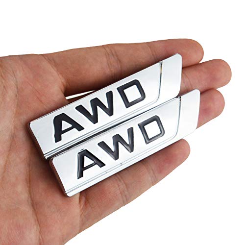 Image of 2x Metal Car Trunk Awd Emblem 3D Badge Fender Sport Sticker Decal Logo Nameplate Replacement for Universal Car AWD 4WD (Chrome Black)