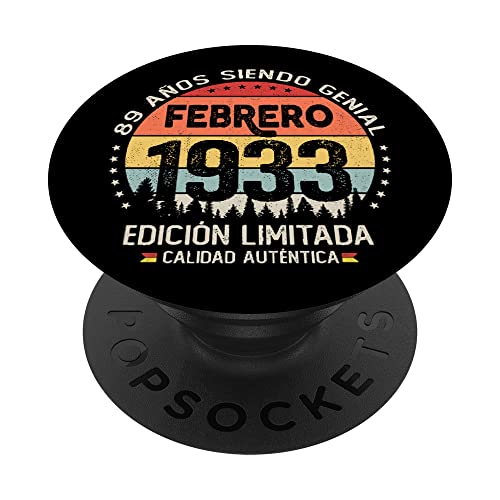 Regalo 89 años Cumpleaños Hombre Mujer - Febrero 1933 PopSockets PopGrip Intercambiable