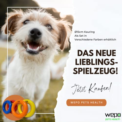 WEPO Puller Ring Hund Ø 15cm Rot - Spielzeug Hunde Beschäftigung - Zerrspielzeug Hund - Dog Toy - Ringe Training für Welpen, kleine & große Hunde - Auslastung & gesunde Zähne