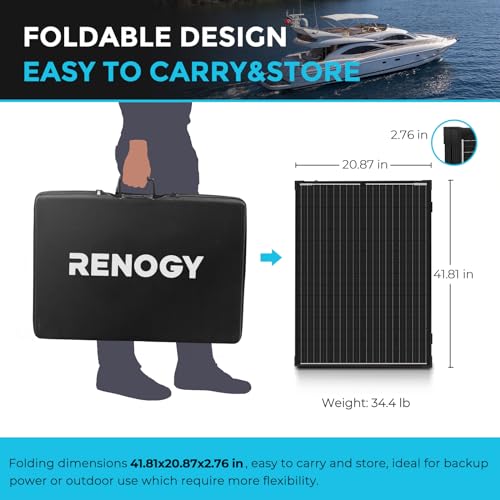 Renogy RNG-KIT-STCS200D-VOY20 200 Watt 12 Volt Portable Solar Panel With Waterproof 20A Charger Controller, Foldable 100W Solar Panel Suitcase thumb #4