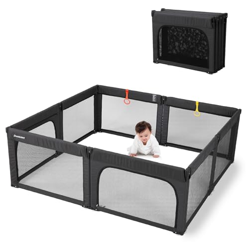 Image of Doradotey Baby Playpen Foldable for Toddlers 1-3, Size and Shape Adjustable Enclosure, 8-Panels Detachable Gate 79x71 Large Indoor Playard, Easy Assembly and Clean, Safety Fence Play Area, Black
