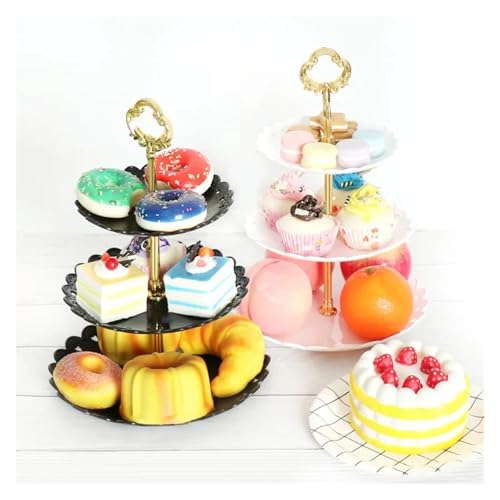 Bandejas para Comida,Soporte de Tres Niveles Servir postres,Frutas,Bodas,Fiestas,Eventos,exhibición Elegante Pasteles,bocadillos y golosinas.