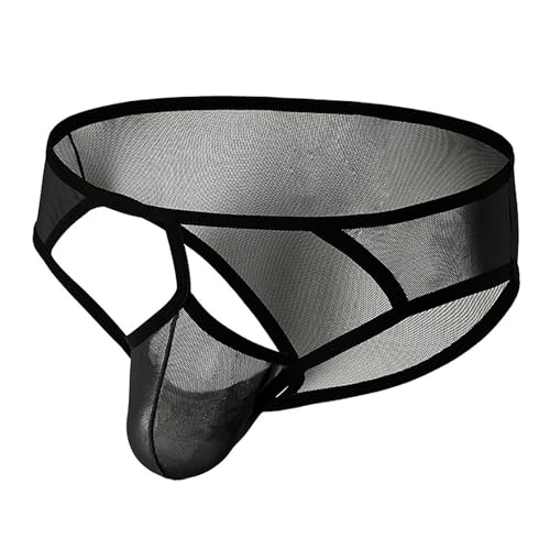 Men's See Through Thongs Cut Out Open Front Underwear Bulge Pouch Mesh G-string Thongs T back Bikini Panties3