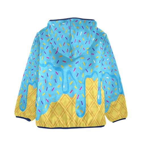 Ice Cream Blue Toddler Fleece Jacket Girl Boys Hooded Fleece Jacket Coat Warm Outwear Zip-up 3-10T2
