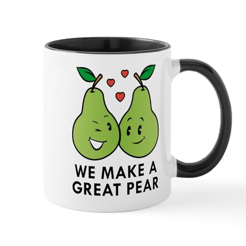 Taza de cerámica blanca 11 oz We Make A Great Pear miniatura 1