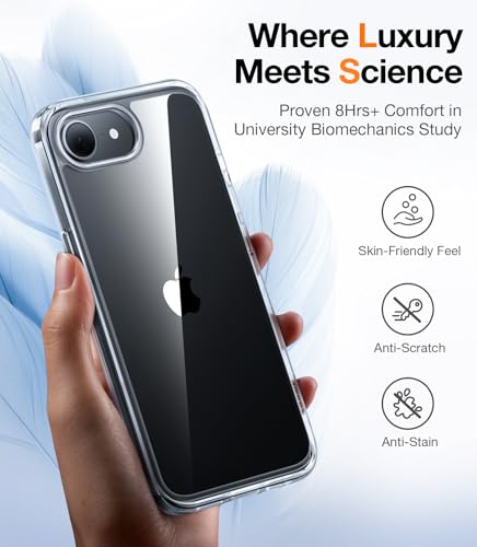 Image of TORRAS Guardian Diamond Clear for iPhone 16e Case 2025, [Non-Yellowing] Military-Grade Test Protection Durable 16e Case Slim Thin Anti-Scratch DIY-Buttons Hard PC Back Case for iPhone 16e 6.1 inch, Clear