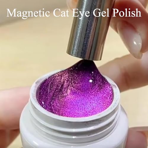 Esmalte de uñas gel imán ojo de gato purpura miniatura 4