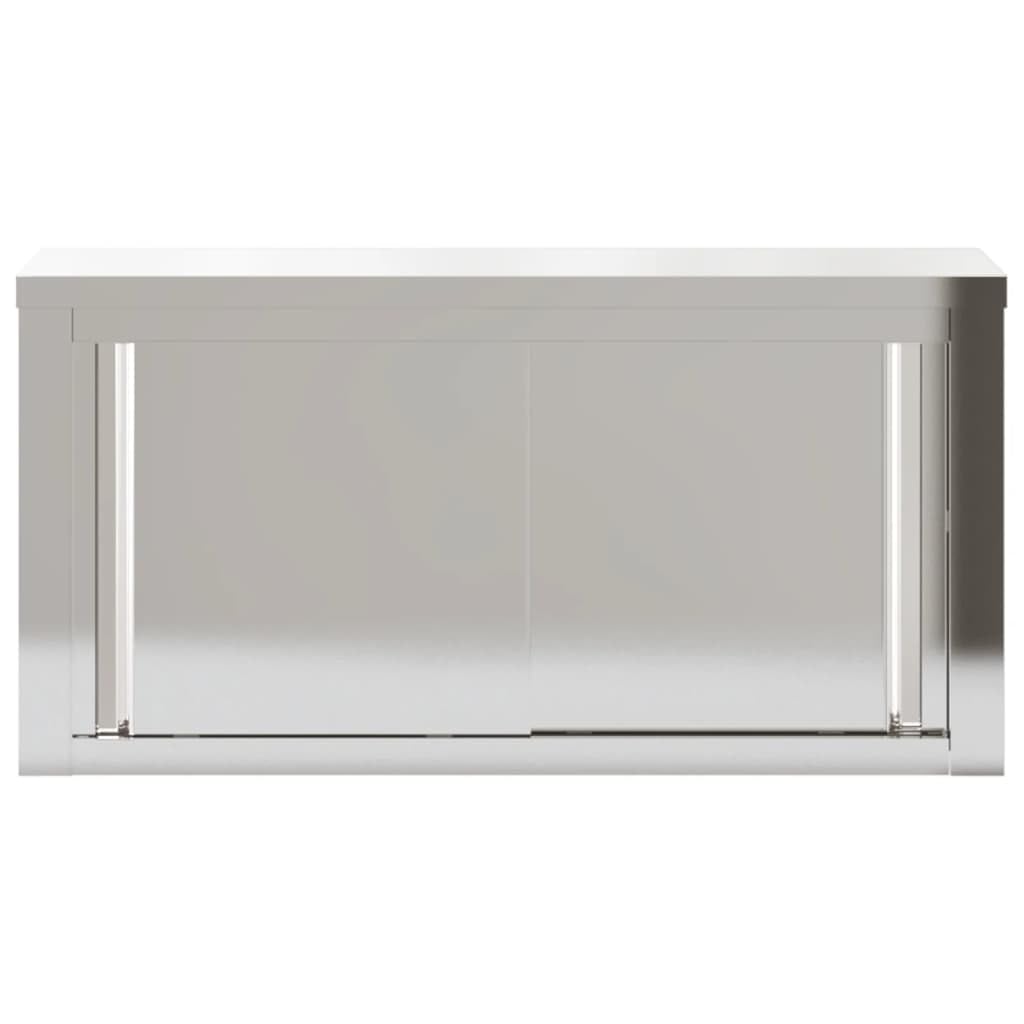 Küchen-Wandschrank mit Schiebetüren Edelstahl Küchenschrank mit Ablagen Wandmontage,Gastro Hängeschrank Schrank,92 x 40 x 46 cm (mit Tür)