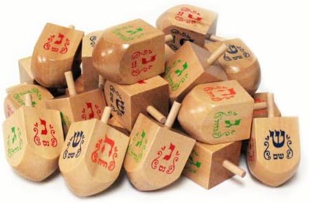 Jumbo Natural Wood 3'' Dreidels - 25 Pack