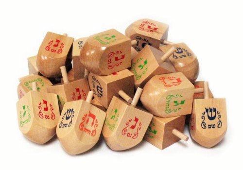 Jumbo Natural Wood 3'' Dreidels - 25 Pack