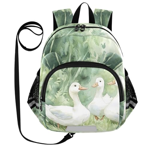 Watercolor Duck Grass Toddler Harness Backpack for Boys Girls 3-6 Years Kids Backpack with Anti Lost Safety Leash Child Leash Backpack for Travel Walking Preschool
