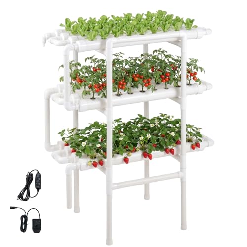 VEVOR Kit de Culture Hydroponique NFT Système Hydroponique à 3 Niveaux avec 108 Emplacements pour Jardin Intérieur Culture de Légumes Fruits Herbes, Tubes...