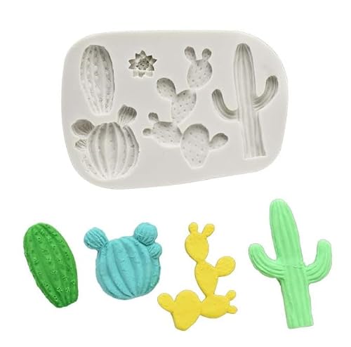 Gray Cactus Silicone Fondant Mold Cacti Chocolate Candy Mold For Cake Decoration Cupcake Topper Sugar Craft Polymer Clay Gum Paste Fondant and Gum Paste Molds Pastry and Baking Molds