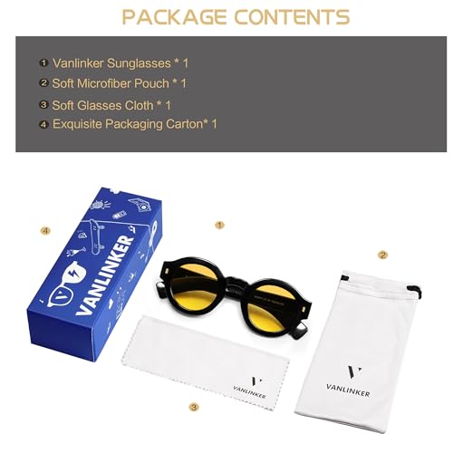 Image of VANLINKER Vintage Round Polarized Sunglasses for Women Men Trendy Shades Retro Circle Sun Glasses VL9743