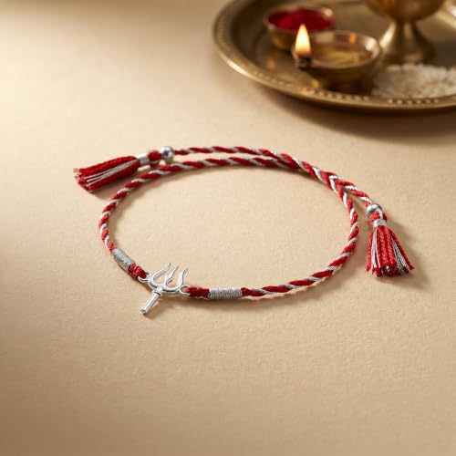 Image of GIVA 925 Silver Blessed Trishul Rakhi | Raksha Bandhan Rakhi for Mens | Gift for Couple | With Certificate of Authenticity and 925 Stamp
