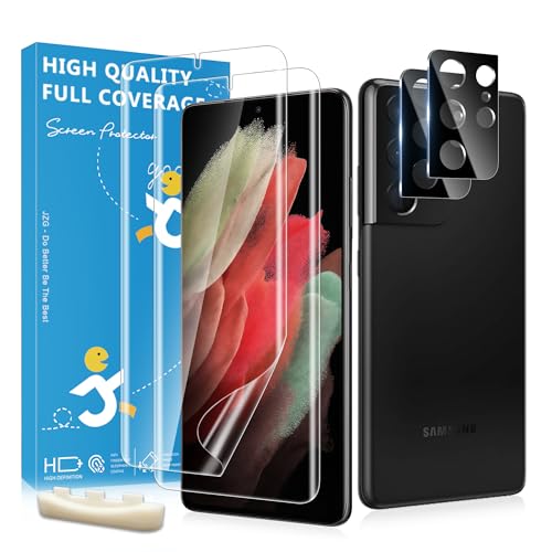 JavoYion 2+2 Pack for Samsung Galaxy S21 Ultra Screen Protector and Camera Protectors Positioner Fingerprint Support Anti-Scratch Case Friendly Screen Protector for Galaxy S21 Ultra 5G