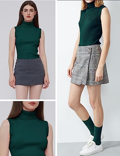Image of v28 Women Sleeveless High Neck Turtleneck Stretchable Knit Sweater Top