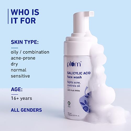 Plum 1% Encapsulated Salicylic Acid Foaming Face Wash | Fights Active Acne, Blackheads & Breakouts | With Glycolic Acid & Fruit AHAs | All Skin... - Image 3