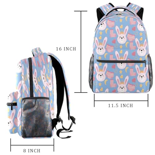 Sac à dos d'école multicolore lapin pour adolescents et enfants 40cm