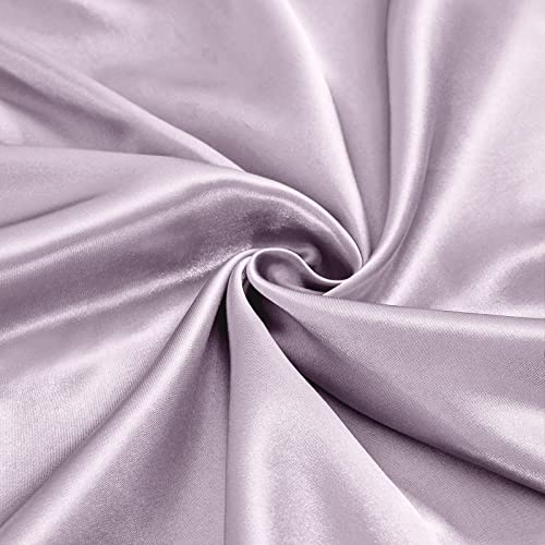 Image of Ersmak 7 Pieces Satin Sheets Set Full Size, Luxury Silky Lavender Satin Bed Sheets Set with 1 Deep Pocket Fitted Sheet, 1 Soft Flat Sheet, 4 Queen Pillowcases and 1 Body Pillowcase