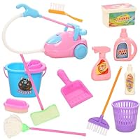 Festfun Doll Accessories Miniature Mop Dustpan Bucket Brush Dollhouse Miniature, Dollhouse Accessories Garden 1:12 Scale House Cleaning Tools for 11.5 Inch Doll Playset