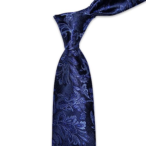 Image of YourTies Silk Paisley Floral Tie and Pocket Square Cufflinks with Lapel Pin Sets for Men 5PC Wedding Party