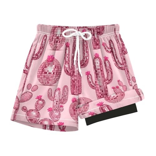 SLHKPNS Boys Bathing Suit Cactus Mirror Ball Boys Swim Trunks Size 8 Quick Dry Shorts Swimwear,
