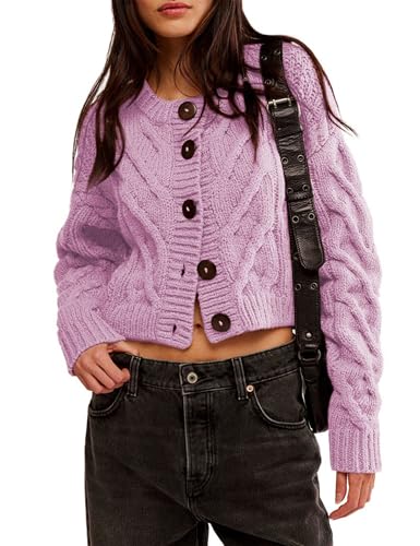 Zhiyouni Women's Cropped Cardigan Sweater Chunky...