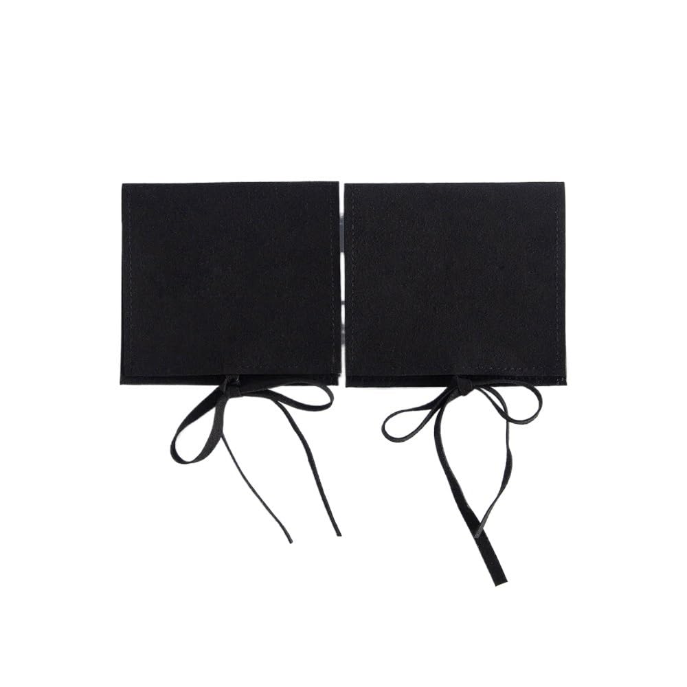 Doxicey Jewelry Package Bags 5pcs 6×6cm Jewelery Gift Bag Microfiber Jewellry Pouch with Ribbon Envelope Packaging Organizer for Necklace Bracelet Earring Ring(Black)