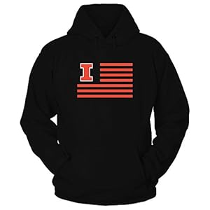 FanPrint Illinois Fighting Illini Hoodie – Flag Stripes – Hoodie/Black/XL