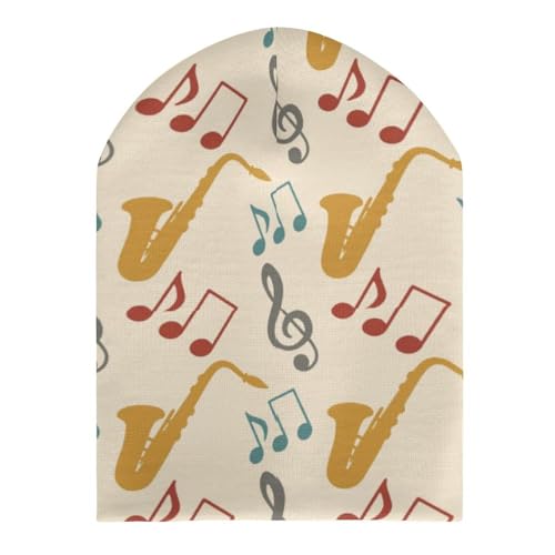 Music Notes Saxophones Kids Beanie Hat for for Girls Boys Children Cap Winter Knitted Chemo Cancer Headwear Accessories Gifts Decoration3