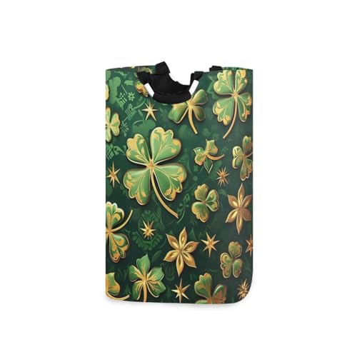 Jihqo Laundry Hamper Basket St Patrick's Clover Pattern Collapsible Nursery Storage Bin Waterproof Clothing Baskets for Home Bedroom Bathroom Washing Room