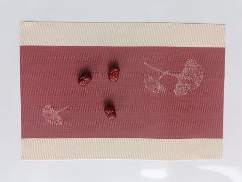 Image of Dribble PVC Placemats Set of 4 | Heat-Resistant, Washable, Waterproof Table Mats | Anti-Slip Dining Table Placemats for Kitchen & Home Decor - 45x30cm, Design - Desert Wine