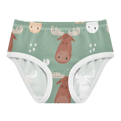 Cute Cartoon Moose Sage Green Cute Panties Girl Girls Underwear Toddlers Cotton Flower Kids Undies Briefs 2t