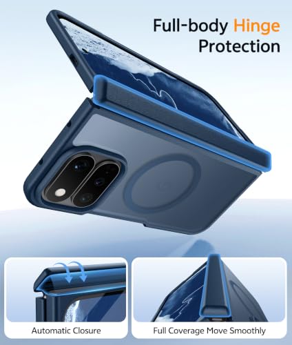 Image of FNTCASE for Google Pixel 11 Pro Fold Case, Hinge Protection, Translucent | Fit for Magsafe, 18FT Military Grade Drop Proof, Protective Tough Phone Cover, Anti Slip, Matte, Blue